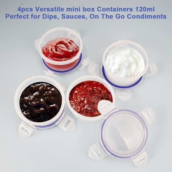 2 stuks sladressing containers, 260 ml vershouddozen met dinosaurus siliconen deksel, snackbox roestvrij staal, kleine doos met deksel, voorraaddozen met deksel voor sauscontainer, dip, bento