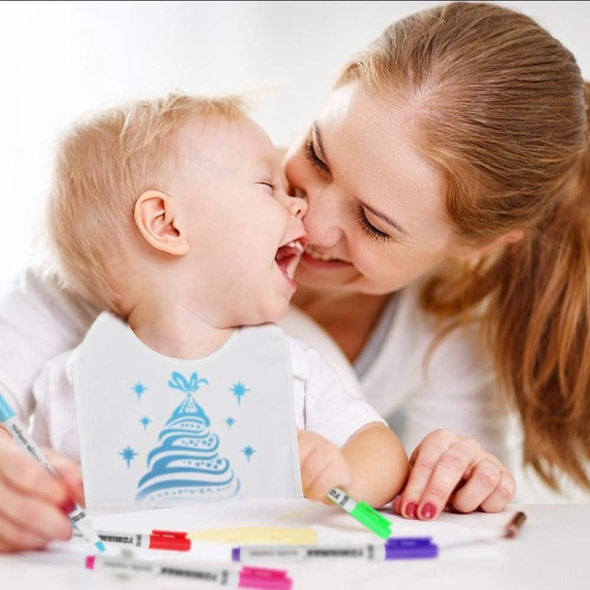 Vicloon Babyslabbetje om te beschilderen, wit babyslabbetje, katoen, om