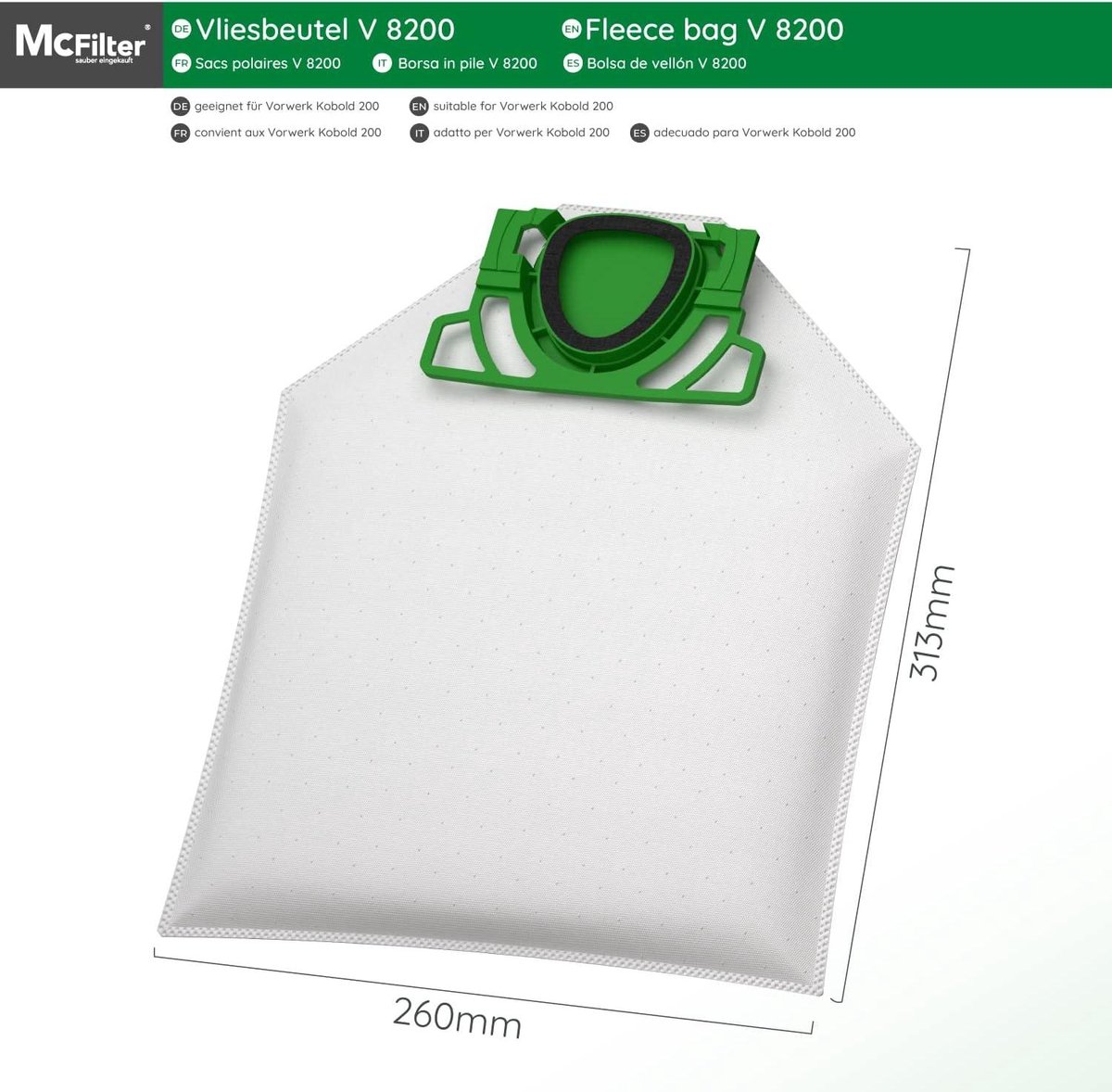 Sac à poussière de remplacement pour aspirateur Vorwerk Kobold VK200 FP200, sac filtrant, accessoires, pièces de rechange 6 Sac à poussière de remplacement pour aspirateur Vorwerk Kobold VK200 FP200, sac filtrant, accessoires, pièces de rechange 6