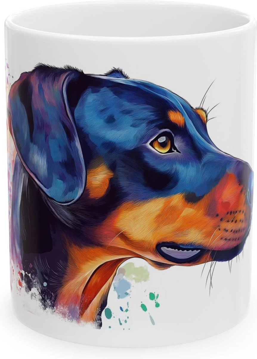Mok Dobermann - Koffiemok - Theemok - Aquarel - Mok - 325 ML - hond - beker