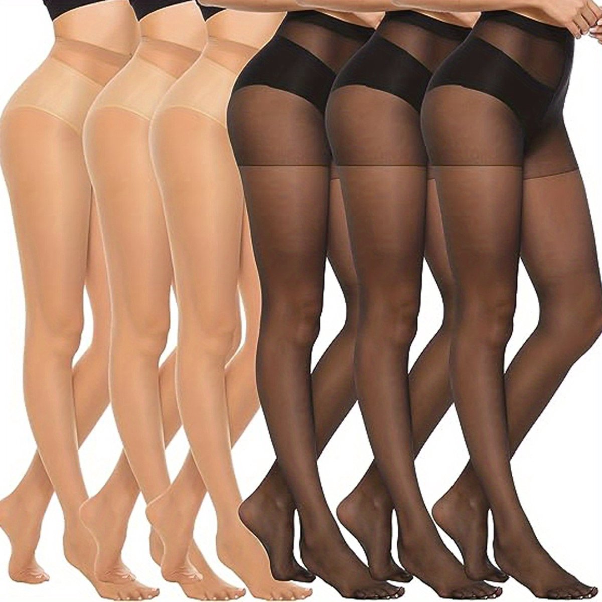 Goedkoopste Nivard Winter Panty - Warme Panty - Winter Panty - Legging - Elastisch - Hoge Taille - Zwart/Blank - 6 Stuks