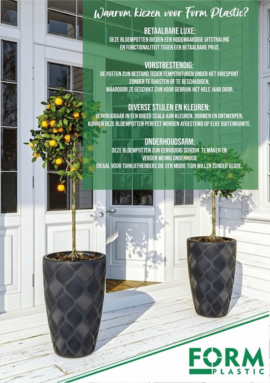 DK Design Grafvaas kunststof - groen - H26 cm - grafdecoratie