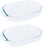Excellent Houseware Plat à four - verre - 2x - ovale - 2,7 litres - 34 x 22 x 6 cm - va au lave-vaisselle
