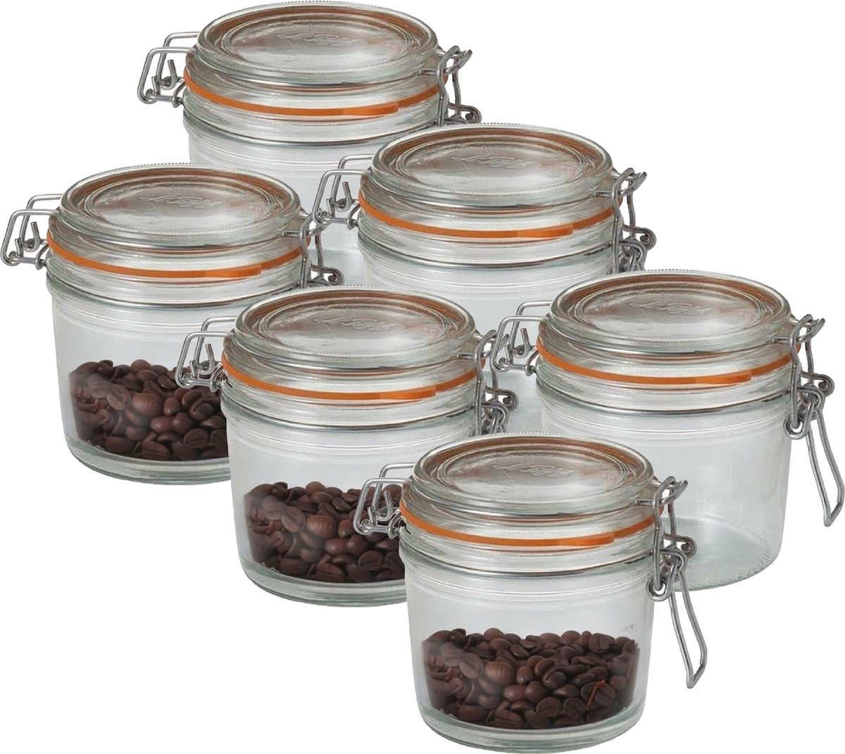 Le Parfait Voorraad/weckpot - 6x - glas - transparant - 10,5 x 10 cm - 500 ml
