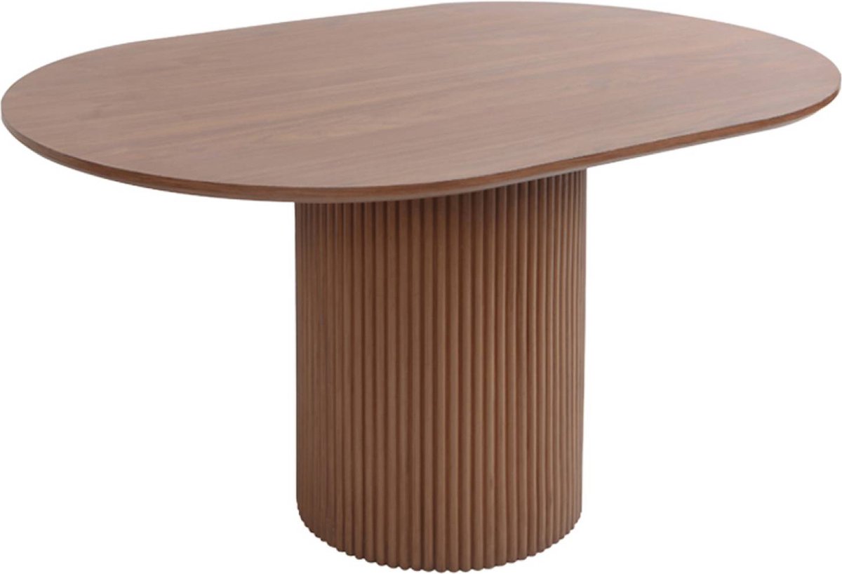sweeek Langwerpige salontafel, gesneden houteffect, 90cm, walnootkleur