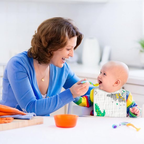 10 stuks babyslabbetjes, katoenen newborns sabber absorberende slabbetjes met verstelbare drukknopen, zachte ademende doeken voor babytanden, voeding, spenen (0-36 maanden) van MiiDD — afbeelding 4