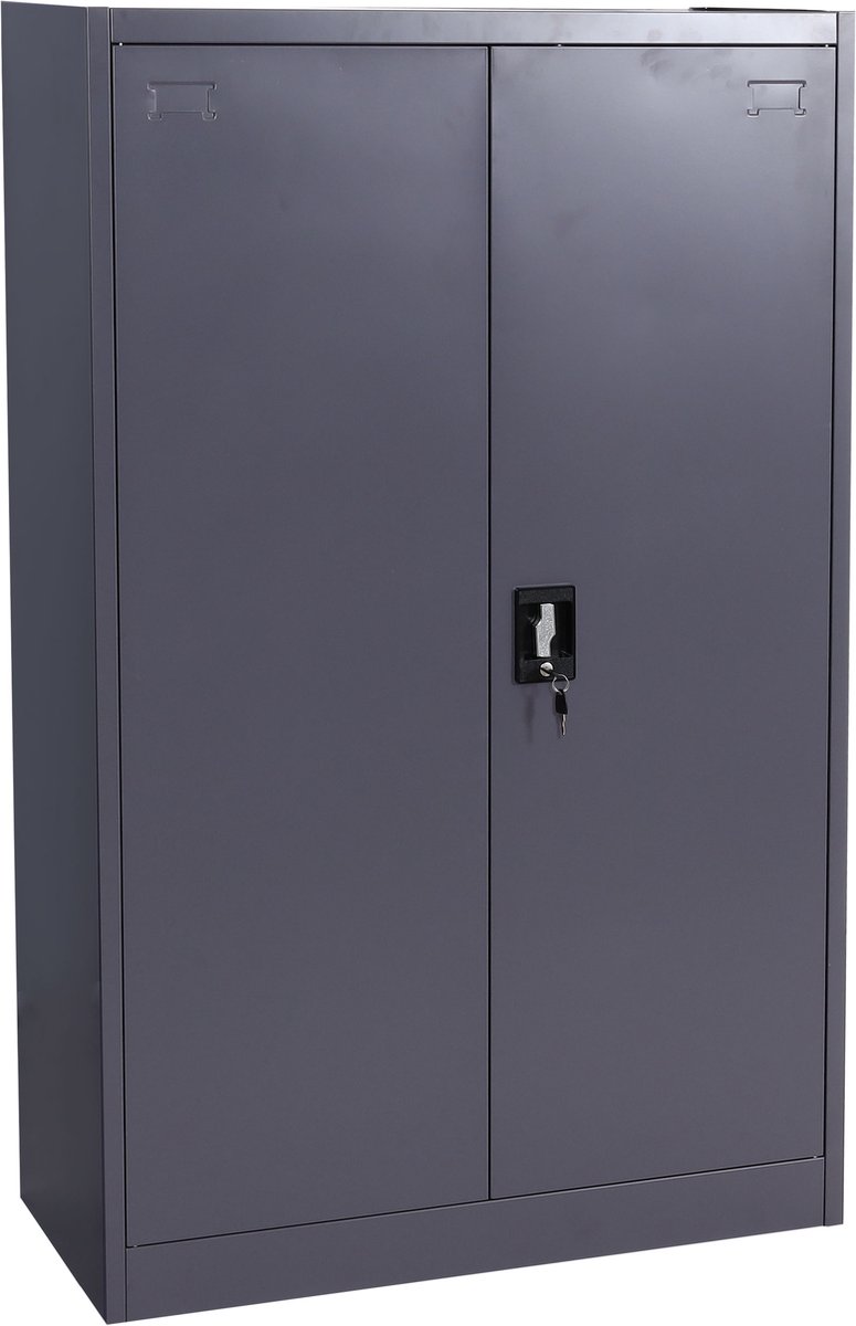 MCW Archiefkast MCW-H17, stalen kast Kantoorkast Kast, 2 deuren afsluitbaar metaal ~ 140x90x40cm donkergrijs