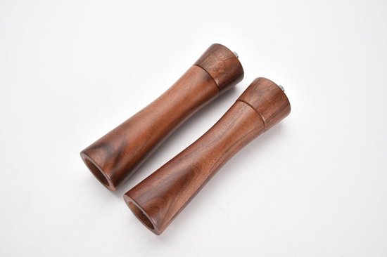 MOLINO-MILLS - 2-delige set, zoutshaker, pepermolen, donker hout, stabiele keramische molen, FSC-gecertificeerd, kruidenset, onderzetter, houten lepel, reinigingsborstel, keukenaccessoire, eetkamer
