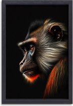 Portrait de singe - Peinture Animaux - Peintures toile Fourrure - Peinture Vintage - Toile avec plateau cadre peinture salon - Décoration salon toile avec plateau cadre 40x60 cm
