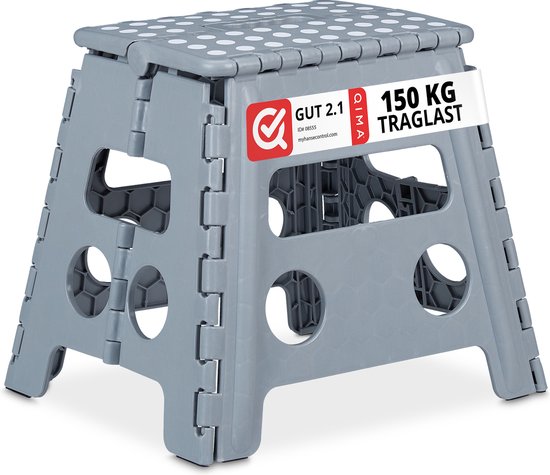 Relaxdays opstapje inklapbaar - tot 150 kg - 30 x 37 x 29 cm - badkamer - lichtgrijs van Relaxdays — afbeelding 5