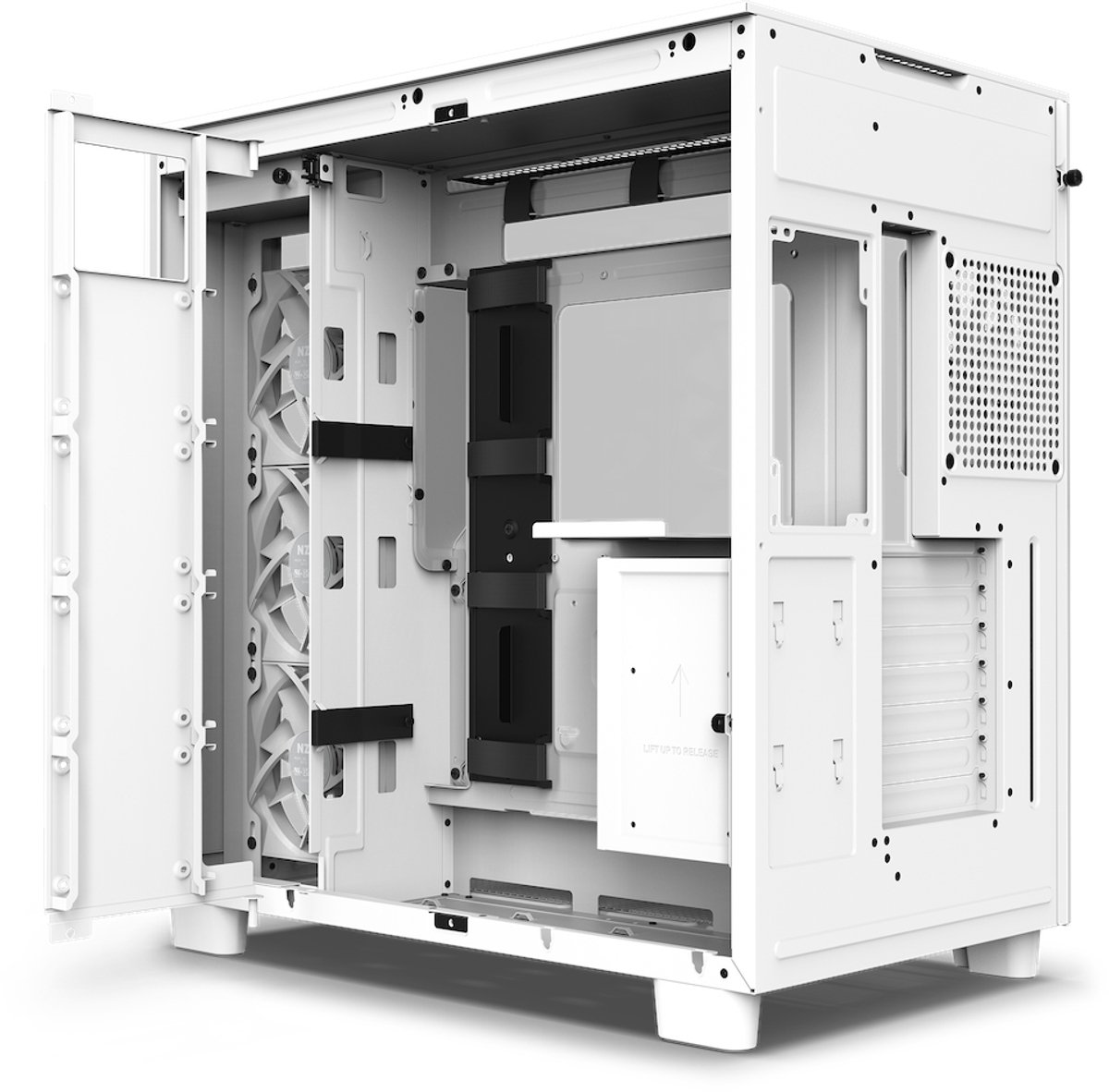 Gabinete Gamer NZXT H91FB Flow, Mid-Tower, Lateral De Vidro, Com 4 Fans Branco Cm H91fw 01