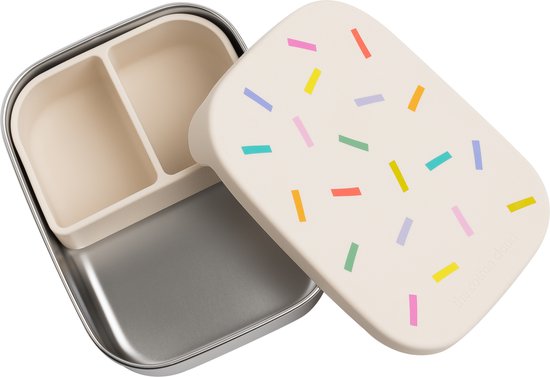 Boîte à lunch Cotton Cloud en acier inoxydable avec couvercle en silicone confettis