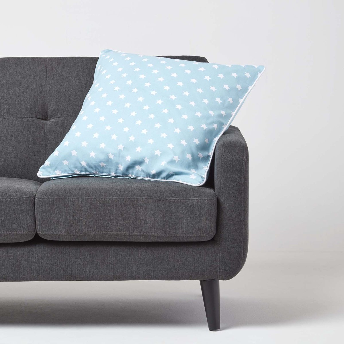 Homescapes Katoenen kussenhoes met sterren, blauw, 60 x 60 cm