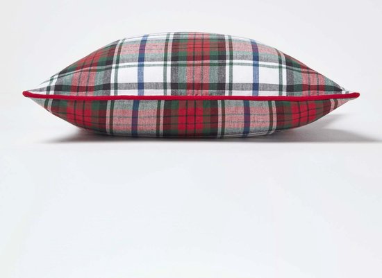 Homescapes Housse de coussin à carreaux écossais Rouge et Vert, 45 x 45 cm