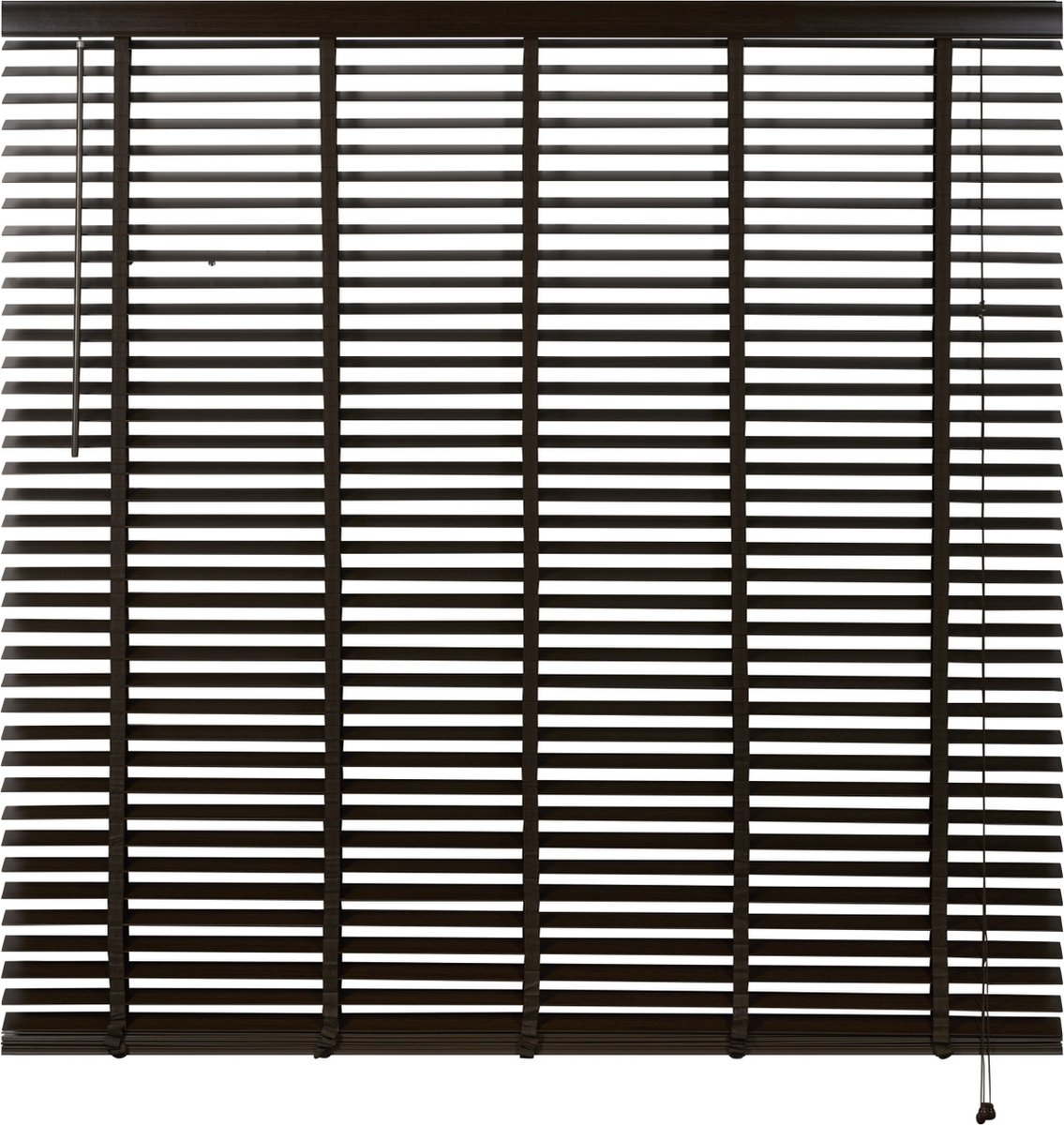 Houten Jaloezie Bruin - 200x210 cm (BxH) - Raamdecoratie - Lamelbreedte 50 mm - inc. Bedieningskoord en Draaistang - Eenvoudig op maat maken en monteren