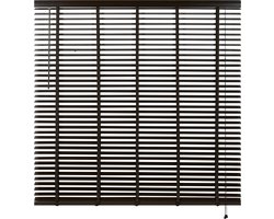 Houten Jaloezie Bruin - 200x210 cm (BxH) - Raamdecoratie - Lamelbreedte 50 mm - inc. Bedieningskoord en Draaistang - Eenvoudig op maat maken