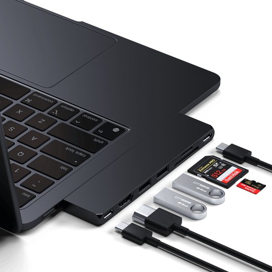 SATECHI 4-in-1 USB-C hub multiportadapter met HDMI 4K@60Hz, 100W PD, 2
