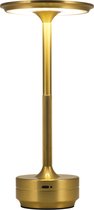 Goliving Tafellamp Oplaadbaar – Draadloos en dimbaar – Moderne touch lamp – Nachtlamp Slaapkamer – Spatwaterbestendig – 27 cm – Goud