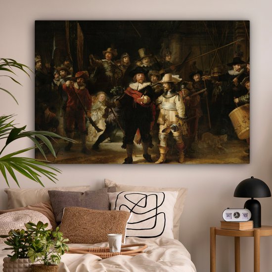 Toile - Peinture La Ronde de Nuit - Art - Maîtres anciens - Rembrandt - 180x120 cm - Décoration murale - Salon