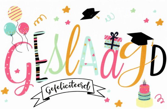 Wenskaart | 10 stuks | Geslaagd gefeliciteerd | bol