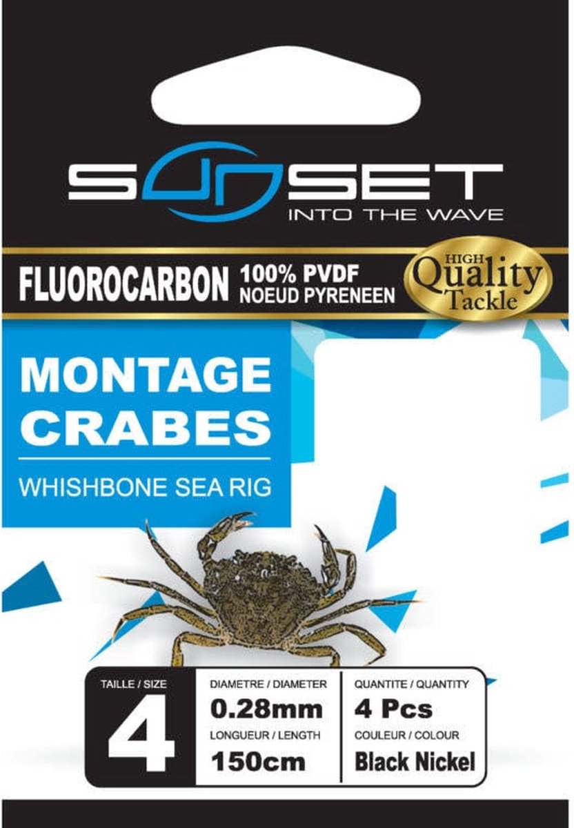 Sunset Onderlijn Fluorocarbon Whishbone Sea Special 150cm (4 pcs) - Maat : Haak 4 - 0.28mm