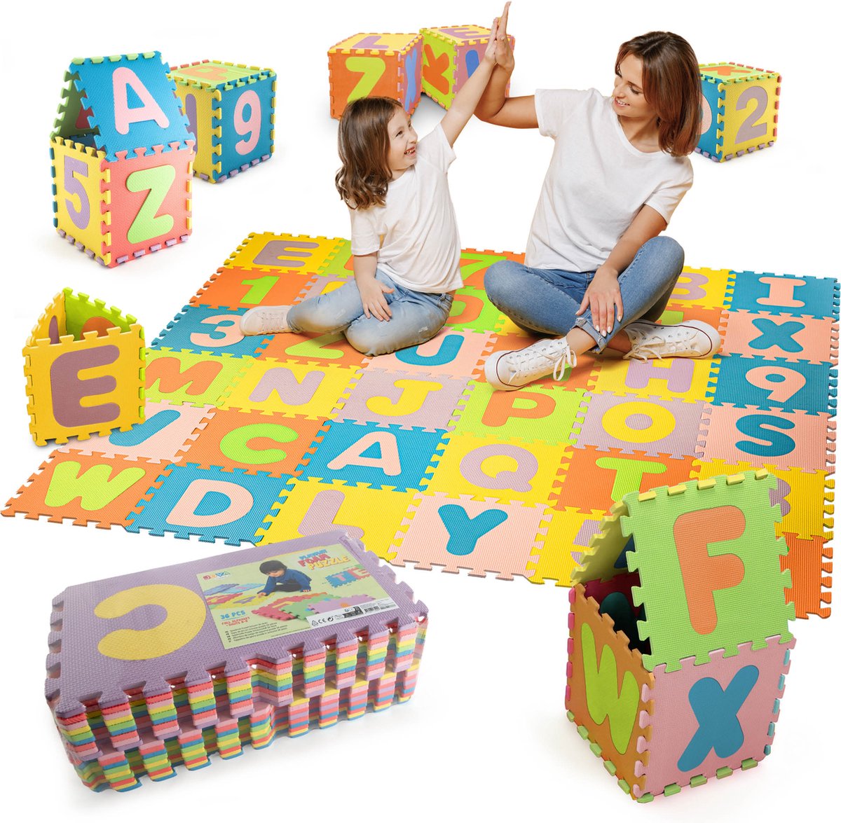 Speelmat Foam 86pcs - Speelmat Baby - 180CM x 180CM - Kleurrijk - Montessori Speelgoed - Vloertegels Baby - Joya Creative