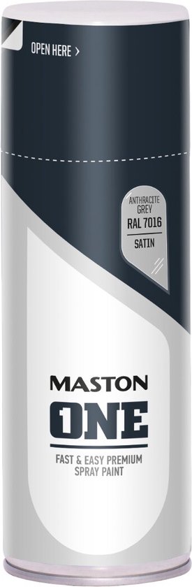Maston ONE - Spuitverf - Zijdeglans - Antraciet grijs (RAL 7016) - 400 ml - spuitbus verf grijs