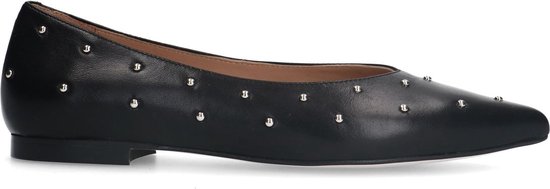 Manfield Dames Zwarte leren ballerina's met studs Maat 36 bol