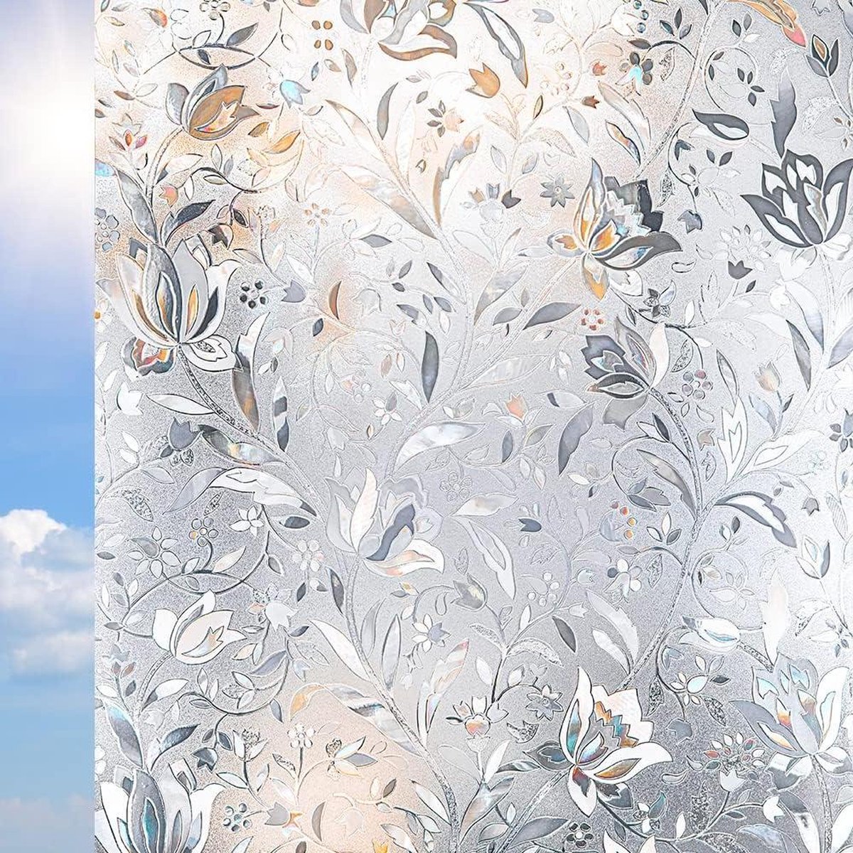 Raamfolie zelfklevend - ondoorzichtig privacyfolie - decoratieve glasfolie - matfolie tulp (445 x 400 cm)