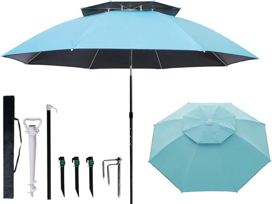 GRANDMEI Strandparasol, 7,2 meter grote zonnescherm onderdak, draagbare