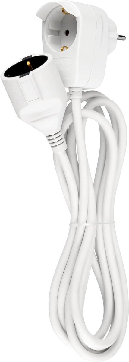 Verlengkabel 3 m wit Powersplitt - stroomkabel verlenging met stopcontact - overbrugt kleinere afstanden - flexibelere werkruimtes in huis
