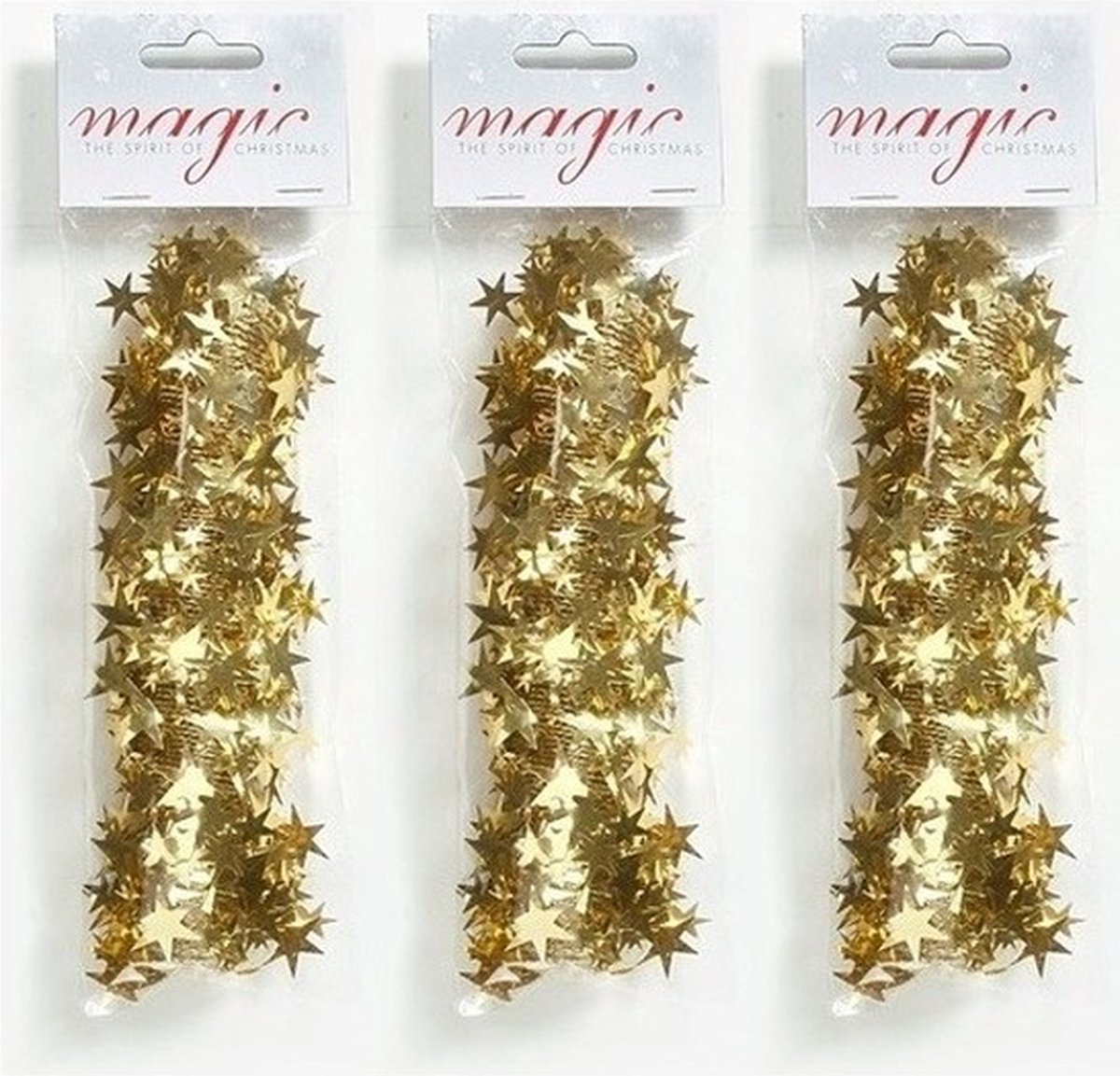 3x Kerstslingers goud 750cm - Guirlandes folie lametta - Gouden kerstboom versieringen