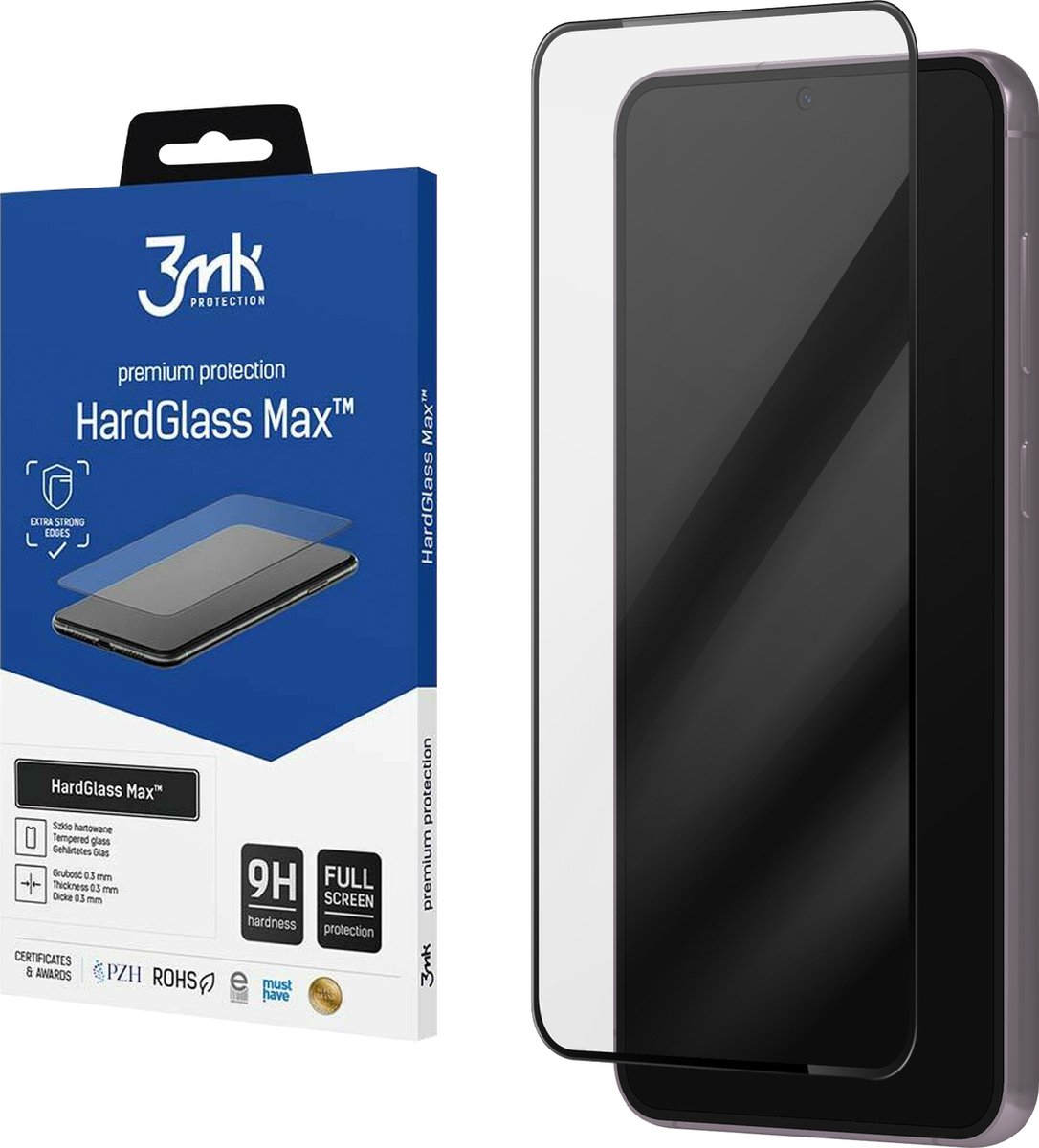 Gehard glas geschikt voor Samsung S23 Plus 9H HardGlass Max 3mk Zwart