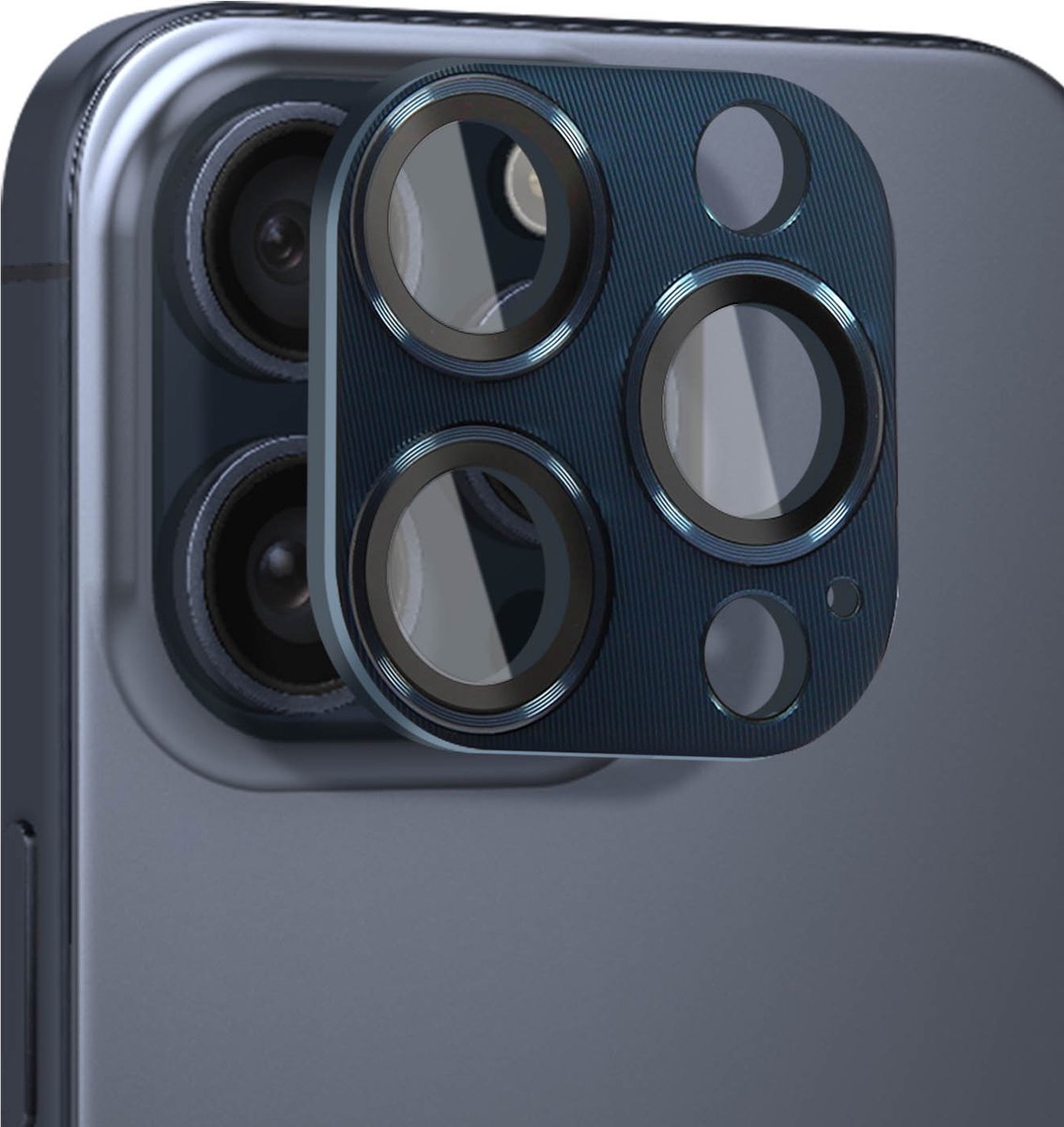 ENKAY, Lens Protector geschikt voor iPhone 15 Pro en 15 Pro Max - Aluminium Frame, Nachtblauw