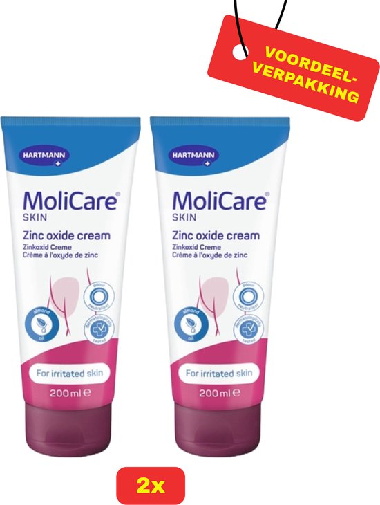 2X Molicare® Skin Oxyde de Zinc Crème - 2 x 200 ml - Pack économique !