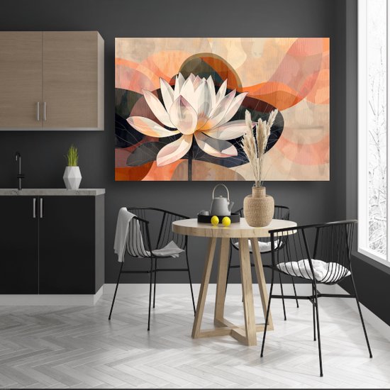 Tableau Déco Lotus 50x70cm - Impression Sur Toile Bleu Multicolore - ARTTOR