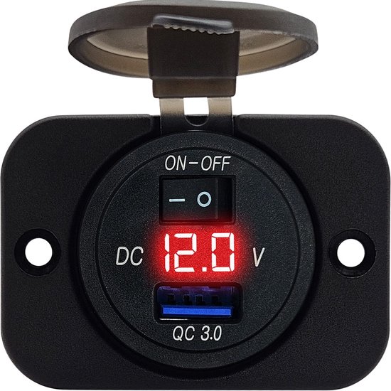 USB Socket 12V RV Accessory Navy Switch Panel Dual USB PD Car Aluminium Charger 150W Blue LED Voltmeter and Rocker Switch