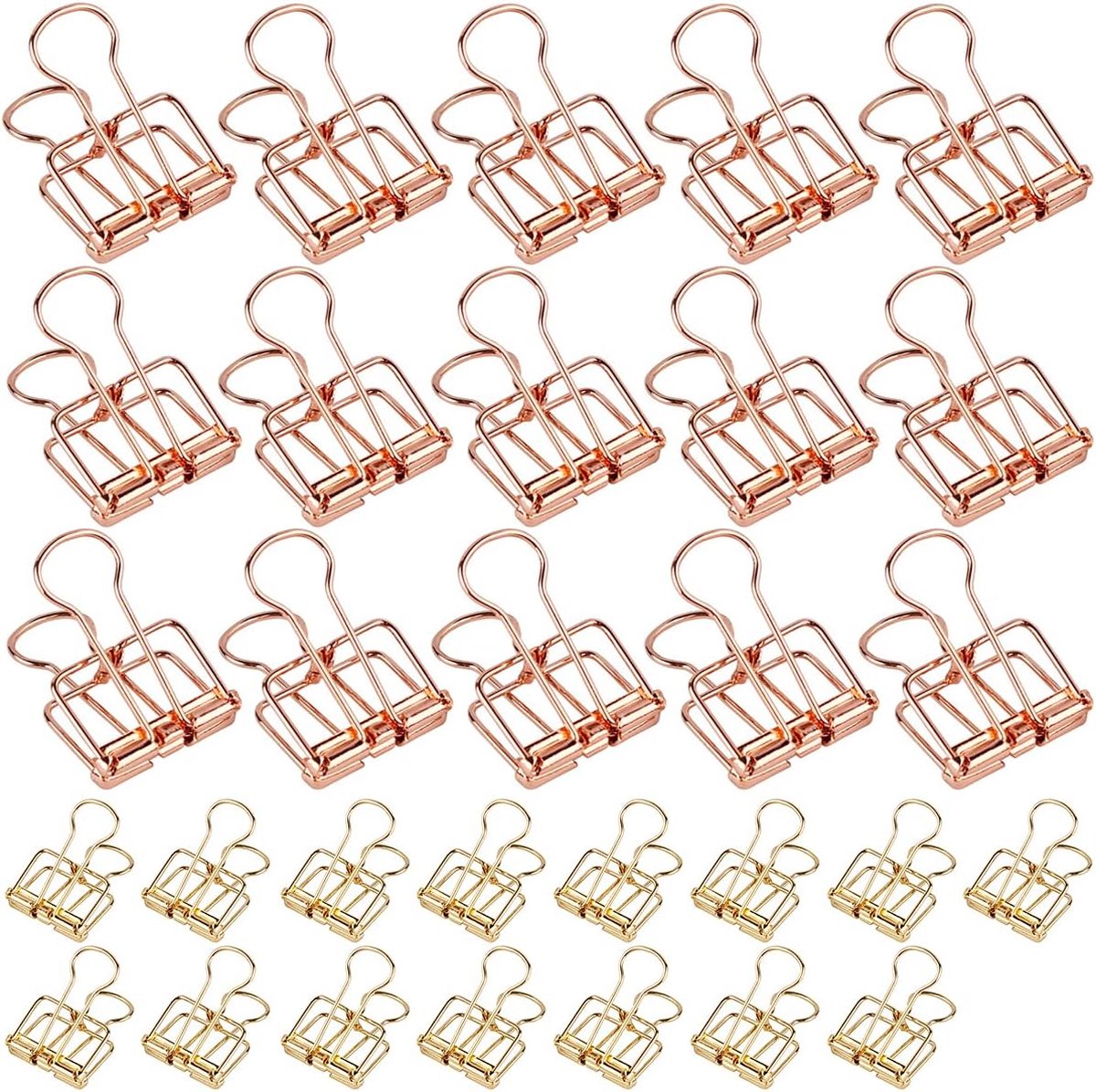 Goedkoopste staartklemmen, 30 stuks, vouwback-klemmen, voor fotowand, draadgaas, 2 verschillende maten (roségoud, goud