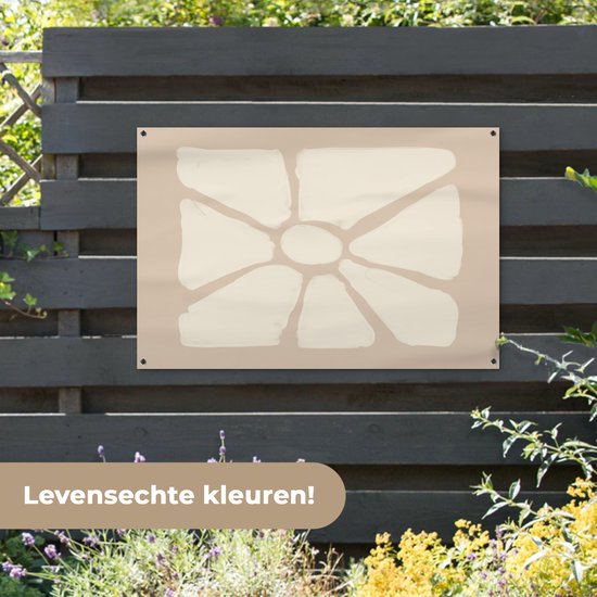 Tuinposter 120x80 cm - Tuindecoratie Bloemen - Pastel - Beige - Kunst - Poster voor in de tuin - Buiten decoratie - Schutting tuinschilderij - Tuindoek muurdecoratie - Wanddecoratie balkondoek
