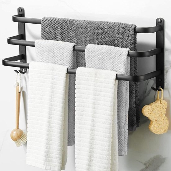 Badkamer Handdoekenrek - Zwarte Zelfklevende Handdoekstangen voor Badkamer Handdoekenrek - Zwarte Zelfklevende Handdoekstangen voor