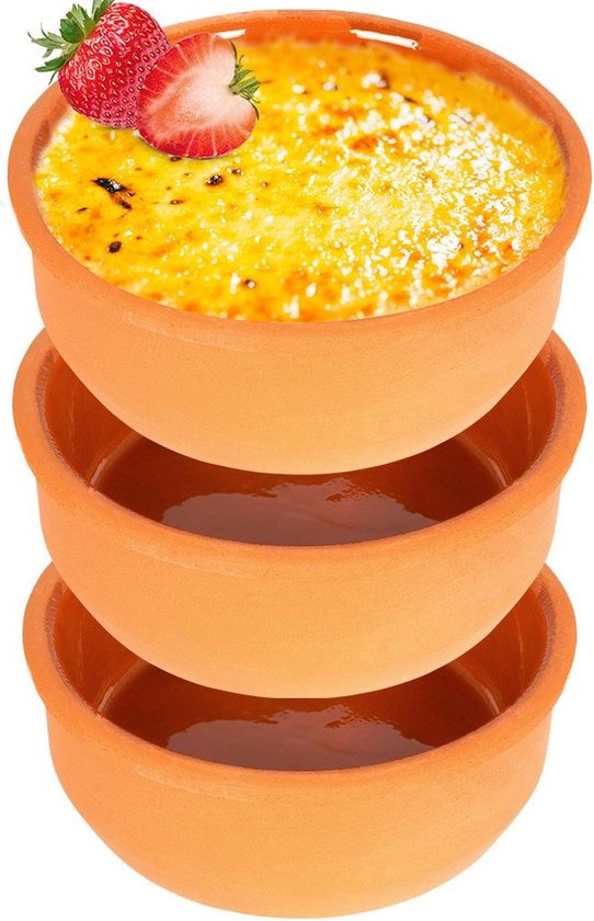 Ramekins Steengoed 12 cm, 200 ml 3 stuks - Schaaltje - Set - Ovenschaal - Snackkommen - Dipschalen - Kleine Komen voor Dipsauzen en Snacks