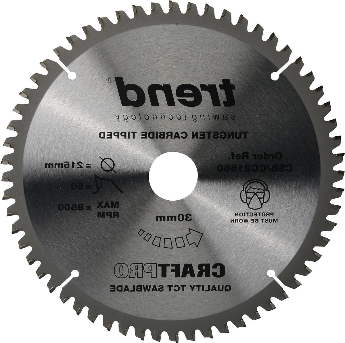 216 mm CraftPro TCT cirkelzaagblad - negatieve haaksnede - 60 tanden - 30 mm asgat