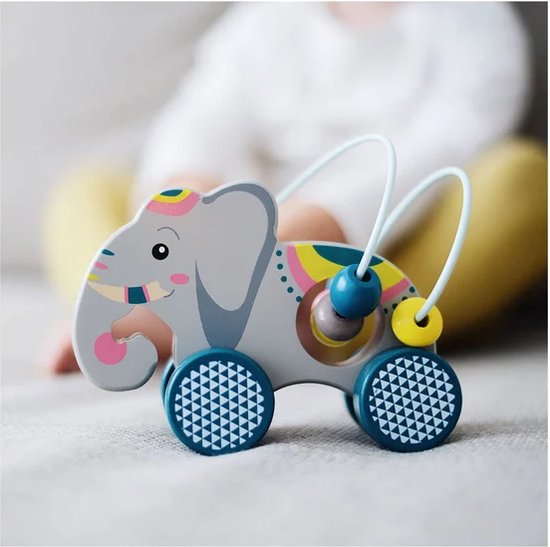 Small Foot - Houten Duwfiguur Olifant met Motoriekspiraal van Small Foot — afbeelding 4