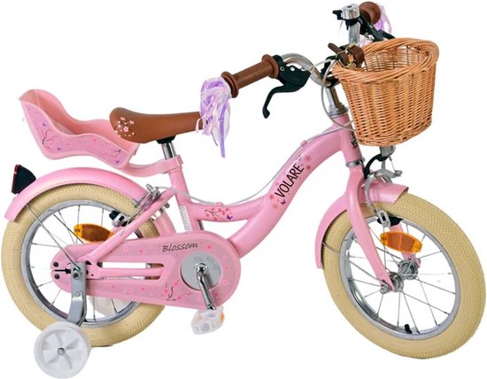 Volare Blossom Kinderfiets - Meisjes - 14 inch - Roze - Twee Handremmen van Volare — afbeelding 3
