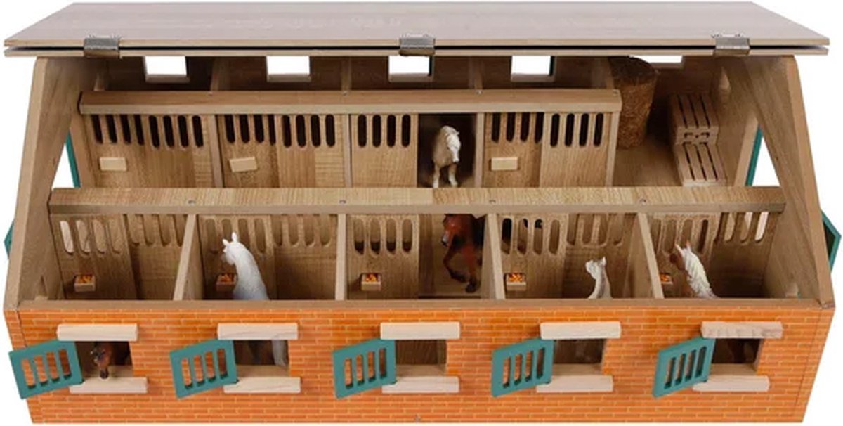 Kids Globe Paardenstal Hout Met 9 Paardenboxen 1:32 — afbeelding 9