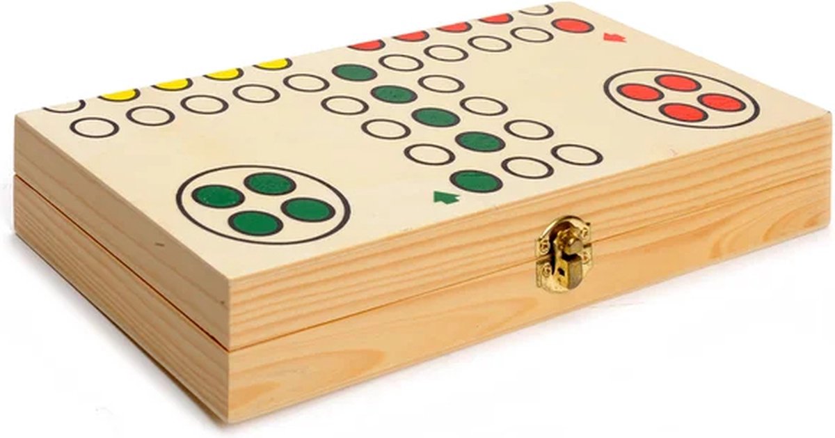 Ludo Opklapbaar Hout – Reisspel 30 x 30 cm – Met Opbergvak – Klassiek Familiespel voor 4 Spelers – Bordspel voor Thuis & Onderweg – Engelhart — afbeelding 8