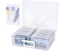 Pokemon 16 stuks foto organizer box met scheidingswand transparante kunststof 17 x 12 x 3 cm voor het opbergen van foto's, zaden, handwerk en 38 x 31 x 13 cm