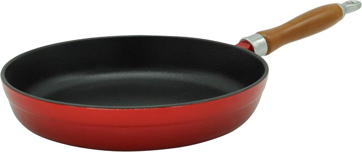 Gietijzeren pan 24 cm rood Karl 75024 Vulcan met deksel