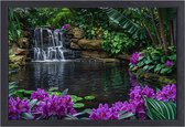Waterval wanddecoratie - Natuur schilderijen - Muurdecoratie Planten - Landelijke schilderijen - Muurdecoratie canvas met baklijst - Kunstwerken schilderij canvas met baklijst 90x60 cm