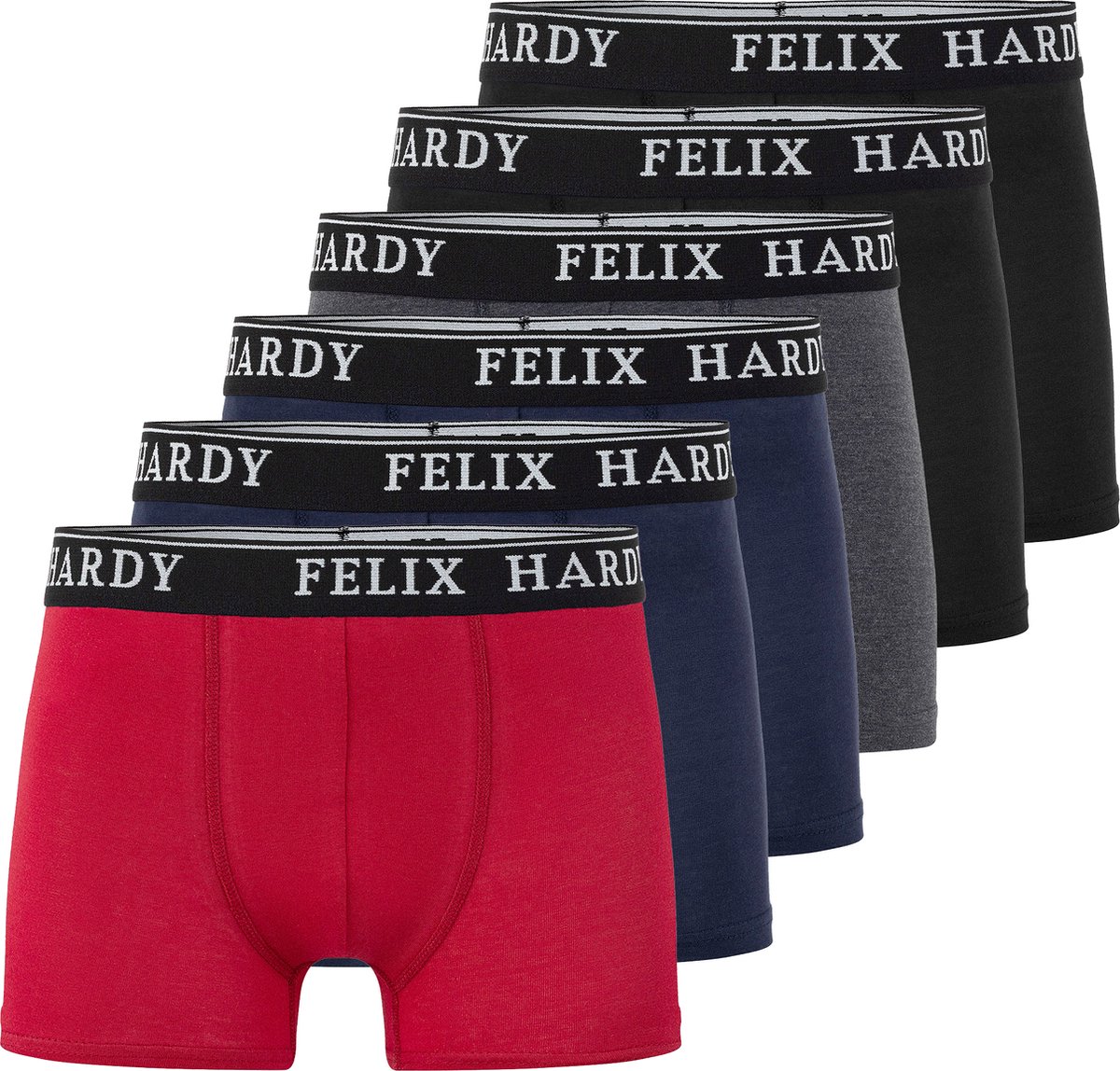 Felix Hardy Boxer - Boxershort Multipack 6 Pack - Onderbroek Mannen - Ondergoed - 95% Katoen Heren Navy-Zwart-Bordeaux - S